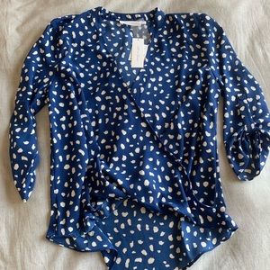 NWT Blue and Cream Blouse